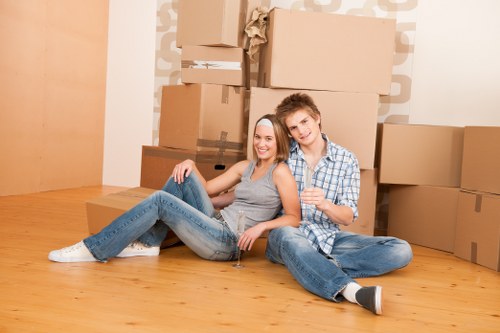 Moving team preparing for a house removal in Notting Hill street surroundings