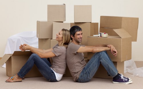Residential and commercial belongings arranged inside a removal truck