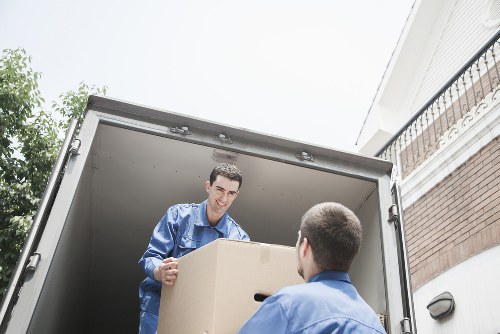 Boxes and labelled office items prepared for a business move