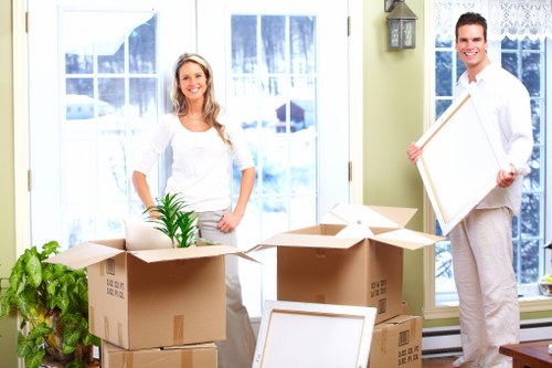 Office furniture and equipment prepared for a Notting Hill business move